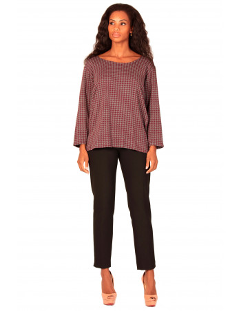 Blusa houndstooth burdeos |Zumi Atelier