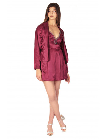 Burgundy silk set by Zumi Atelier