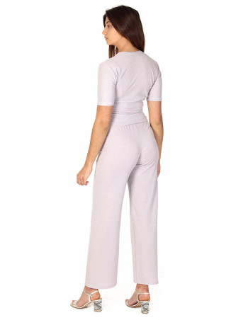 Lilac knitted trousers and blouse set by Zumi Atelier 2