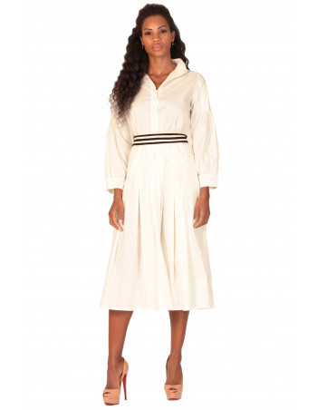 Vestido blanco camisero evasé By Zumi Atelier