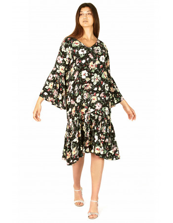 Vestido flores fondo negro by Zumi Atelier