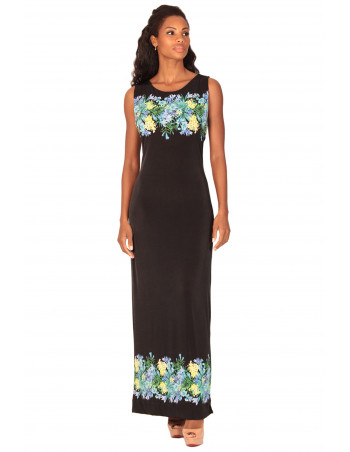 Vestido largo negro cenefa flor by Zumi Atelier