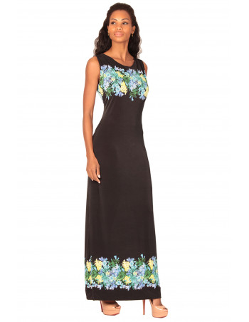 Vestido largo negro cenefa flor by Zumi Atelier 2