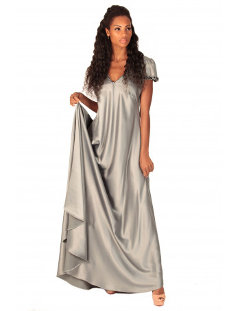 Vestido largo seda gris by Zumi Atelier