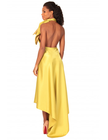 Vestido seda satin verde largo by Zumi Atelier 2